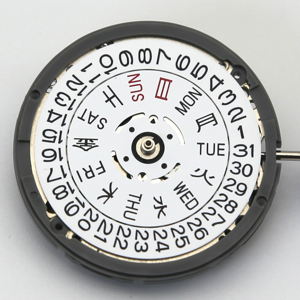 NH36 Movement White Disk Japanese+English Font Week Crown At 3.0/3.8 Oclock