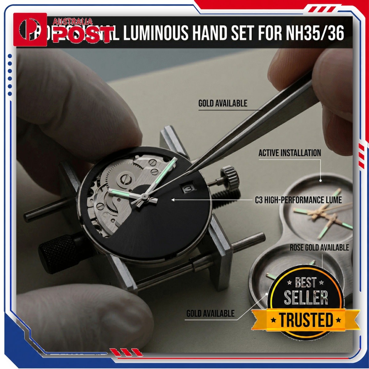 Green Luminous Watch Hands for NH35 N36 4R 7S Movement Modification Set