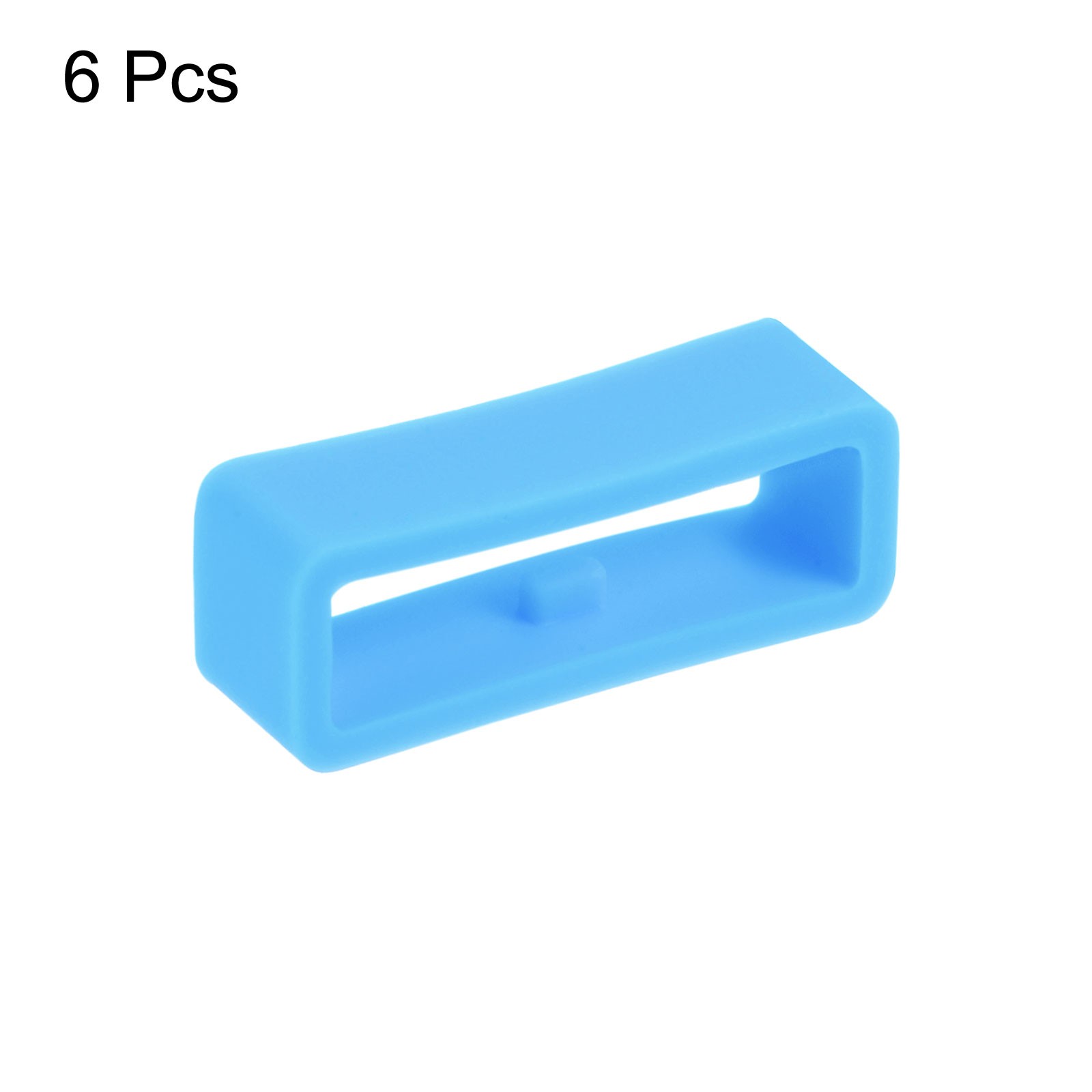 6pcs Watch Strap Loop Fastener Rings 20mm Rubber Watch Holder Keeper Light Blue