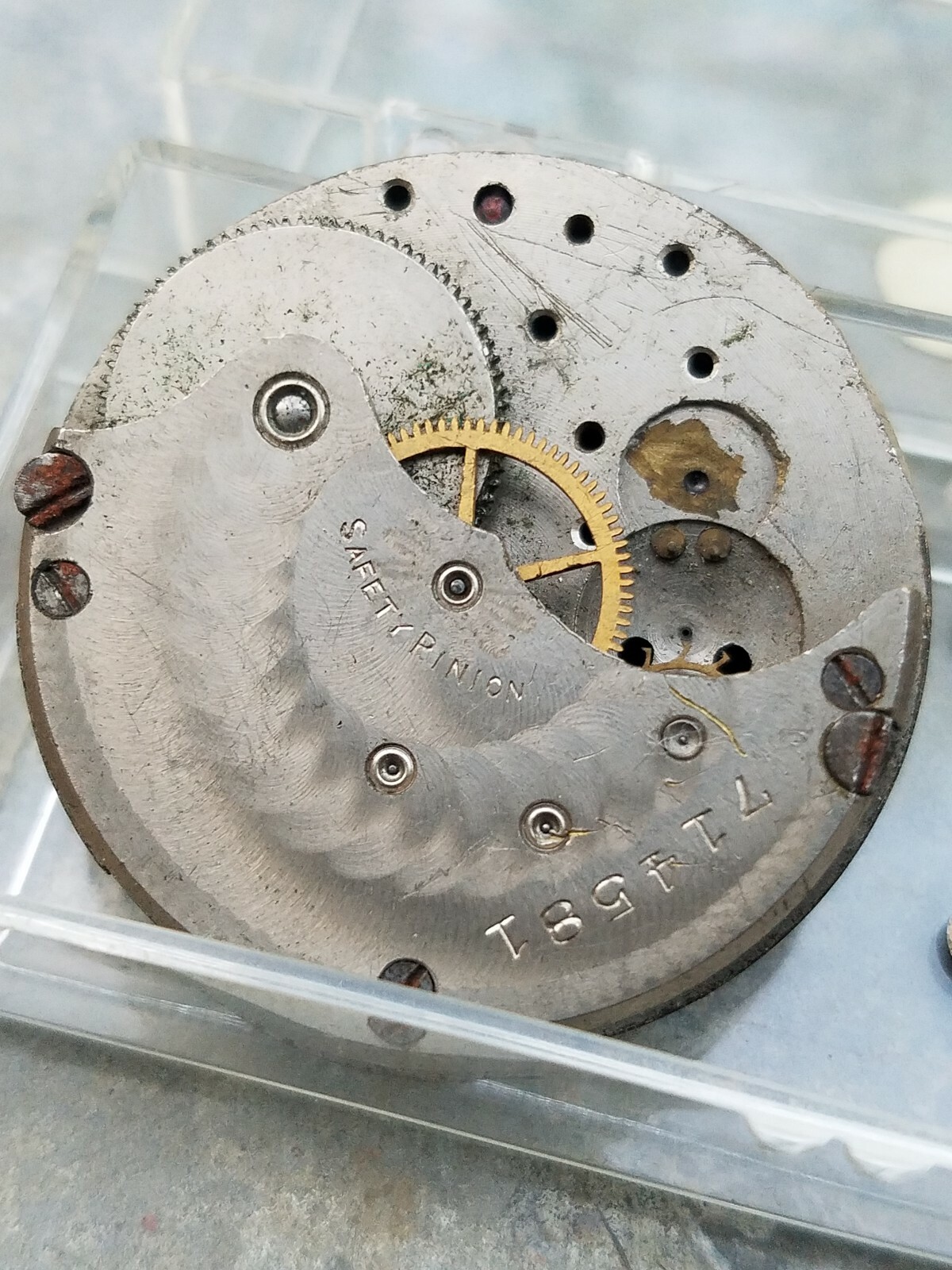 Antique Trenton Watch Co Hunting Case Pocket Watch Movement Parts 34.6mm