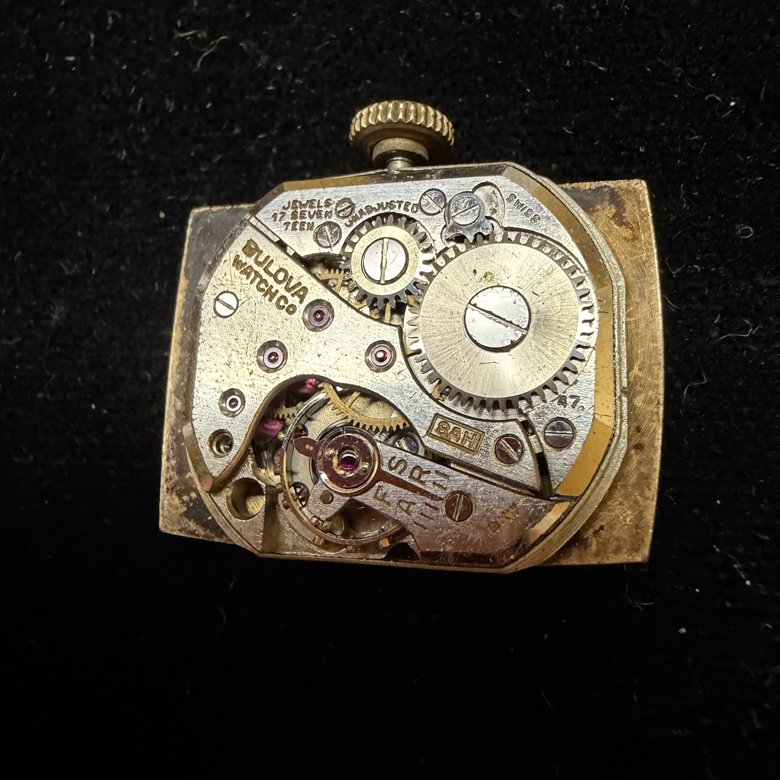 BULOVA CAL. 8AH 17j WRIST WATCH MOVEMENT FOR PARTS OR REPAIR