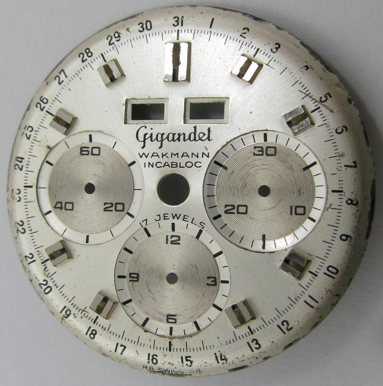 Gigandet Wakmann chronograph Watch 3 registers valjoux 72c watch part Ø 33.3 mm