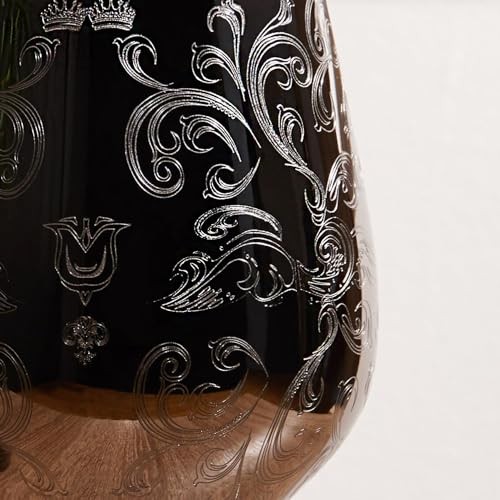 Stainless Steel Wine Glasses With Black Plated,etched with intricate and