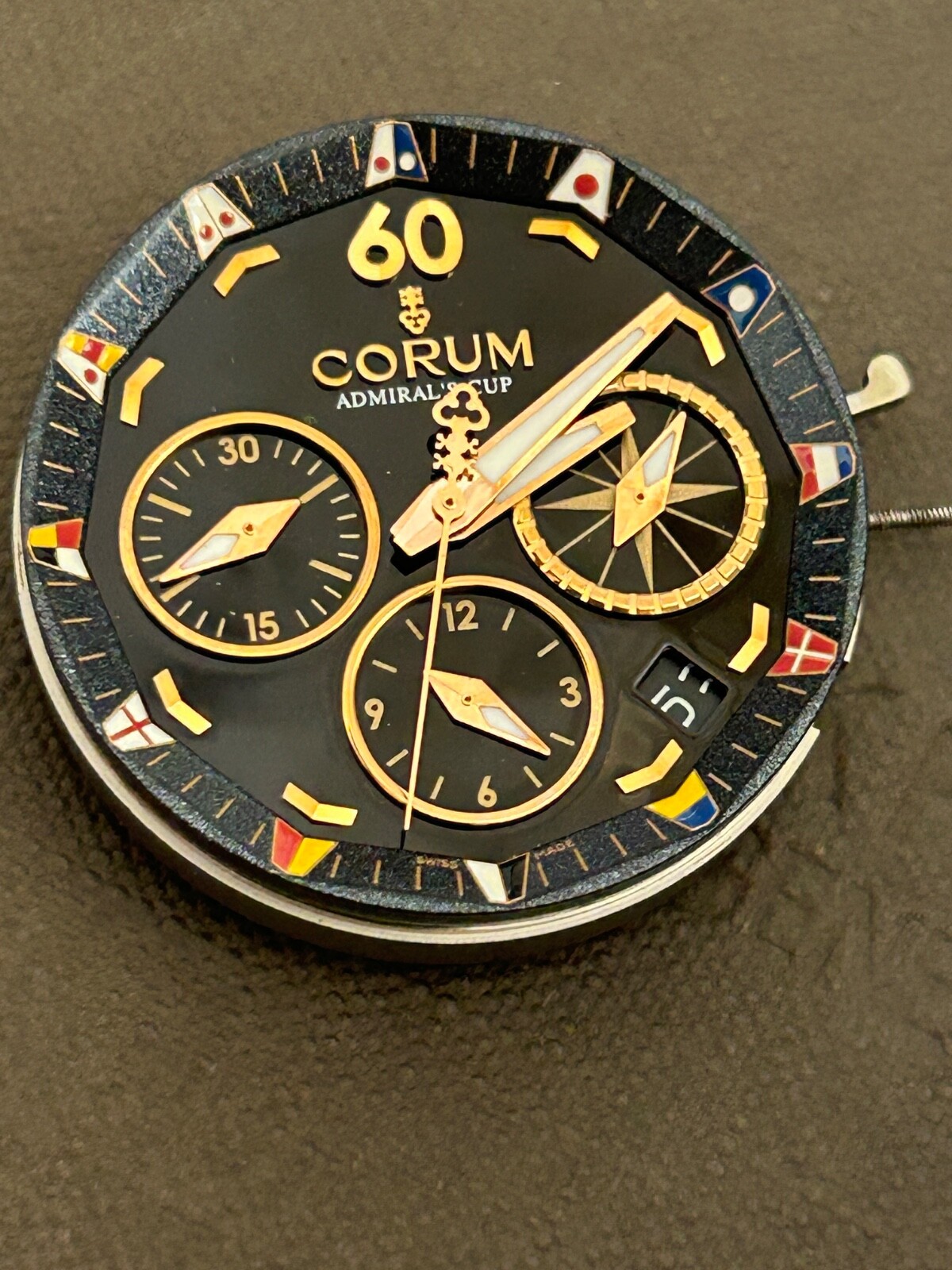 Corum Admiral*s Cup Chronograph Movement ETA 2894 Working need service Black