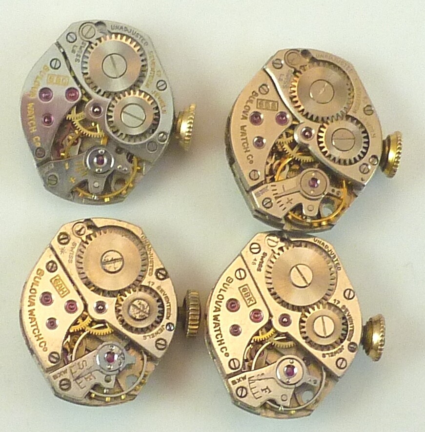 Lot of 4 Lady’s Bulova Wristwatch Movements – Parts / Repair