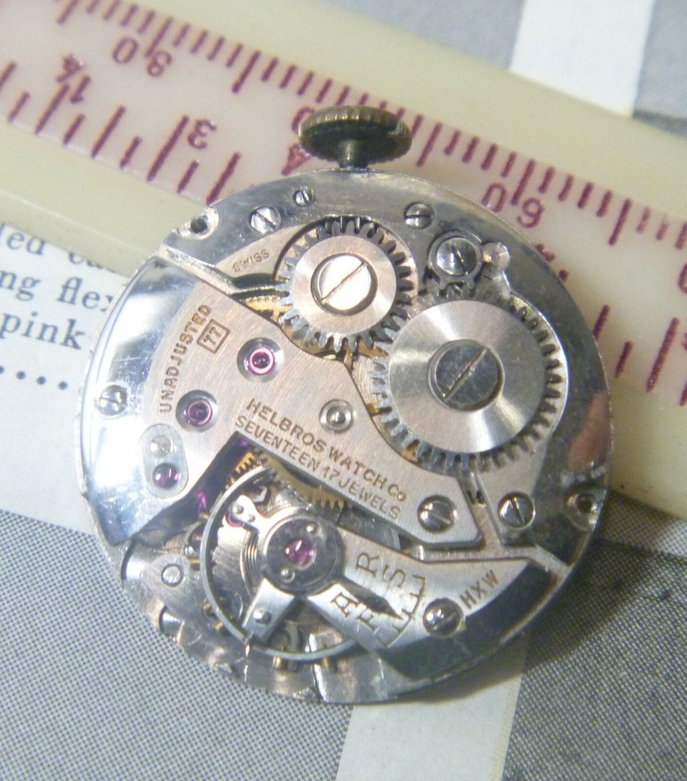 1950 Helbros Watch Co Swiss Gents Cal. 77 17 Jewels Font FF 183 10 ½ Ligne Movt