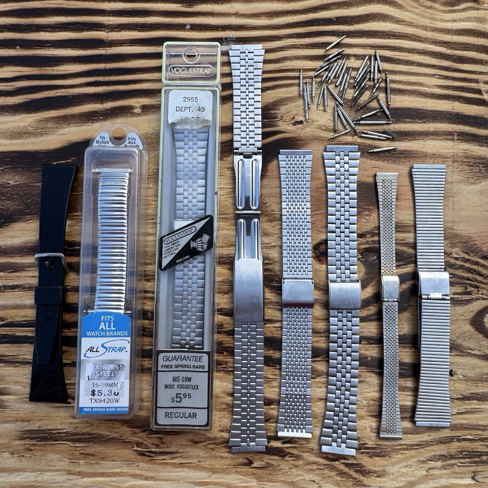 Vintage Watch Band Bracelet Lot Stainless Steel Replacement Bands Spring Bars