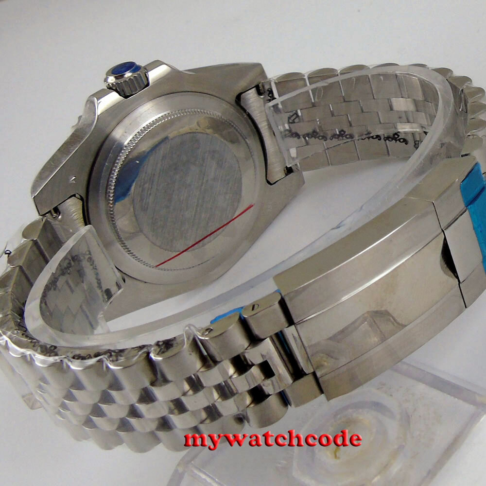 40mm Sapphire Glass Steel Watch Case fit NH35 NH36 miyota Movement jubilee strap