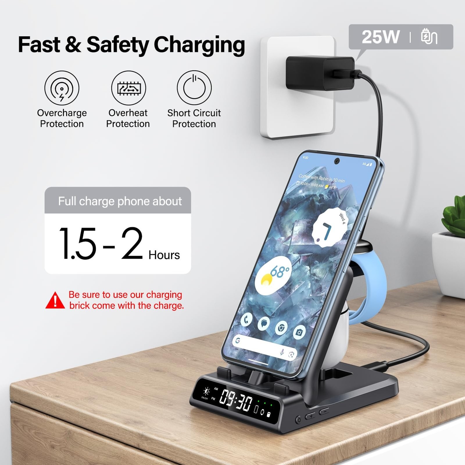 3 in 1 Charging Station for Google Pixel Watch 3/2, 25W Super Fast Wired USB …