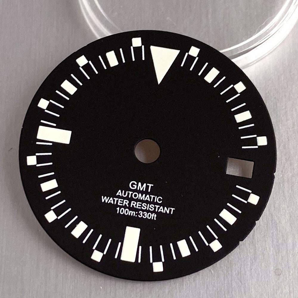 29mm Black NH34A Watch Dial Modified Accessories Luminous Diver Watch Dial