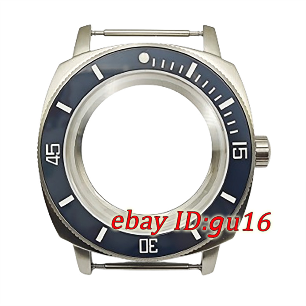 42mm Case Sapphire Glass Silver Frosted Watch Case fit NH35 NH36 movement