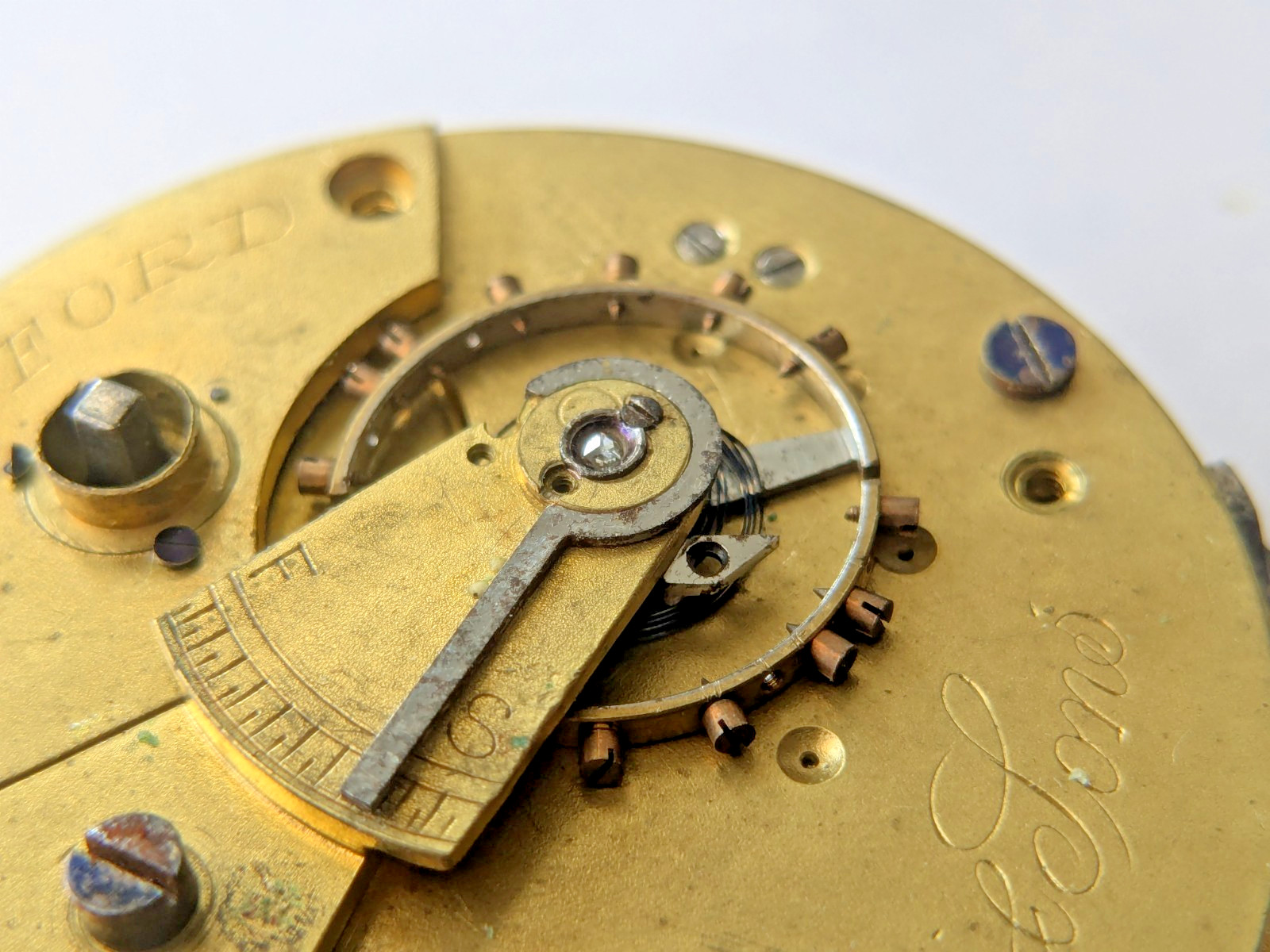 Antique Fattorini Bradford Pocket Watch Movement Errington Factory Under Dial 26