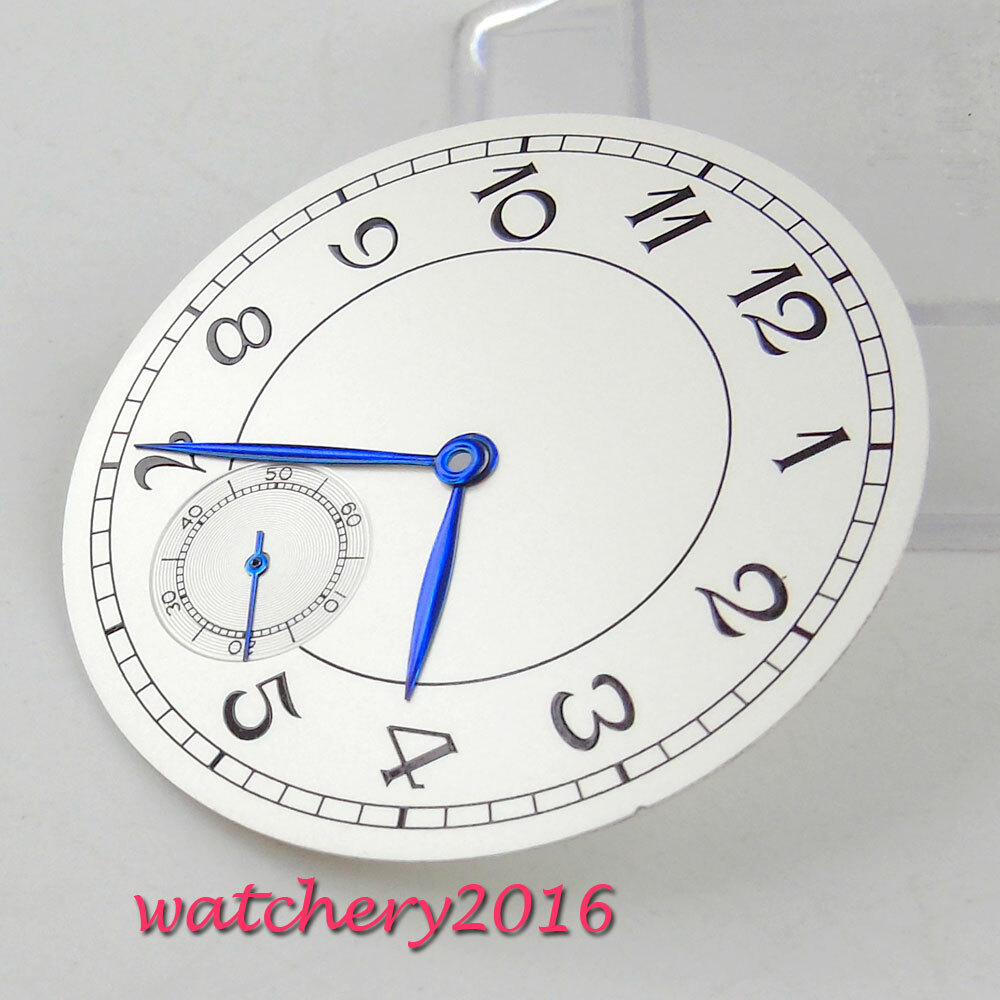 38.9mm White Dial Blue Hands Fit ETA 6498 ST Movement Watch dial + hands