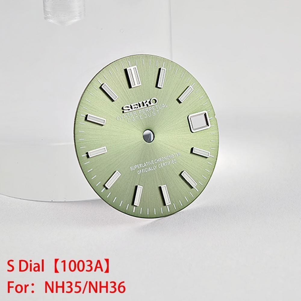 28.5mm Sunburst Watch Dial Green Blue Luminous Date Fit Nh35 Nh36 Movement