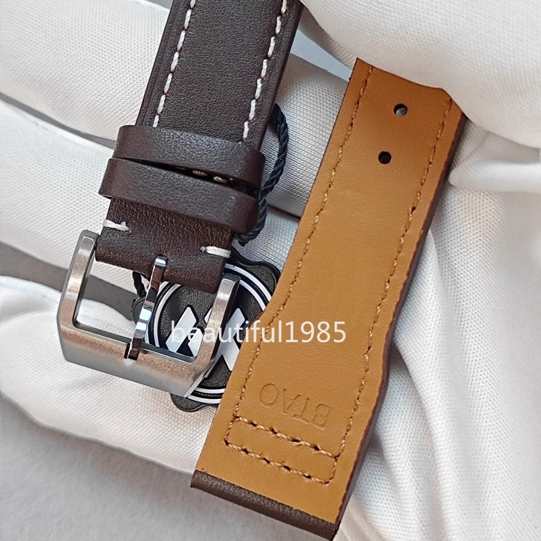 DIY Watch Part Kit for 7750 Pilot Chronograph 43mm Watch Case+Dial+Hands+Strap