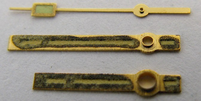 LeCoultre 910, 911 alarm watch part: set of gilt hand