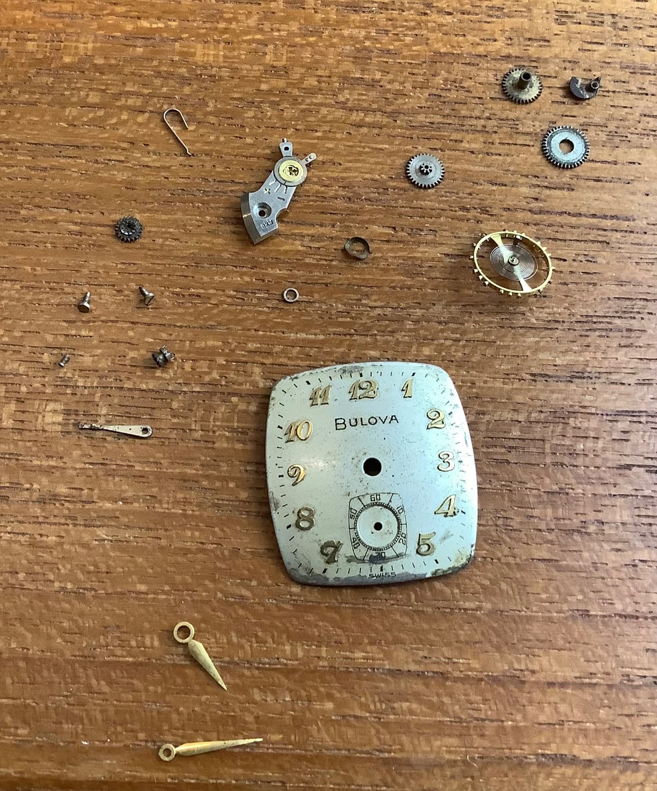 Vintage Bulova 11AC Mechanical Watch Movement Disassembled Dial & Hands