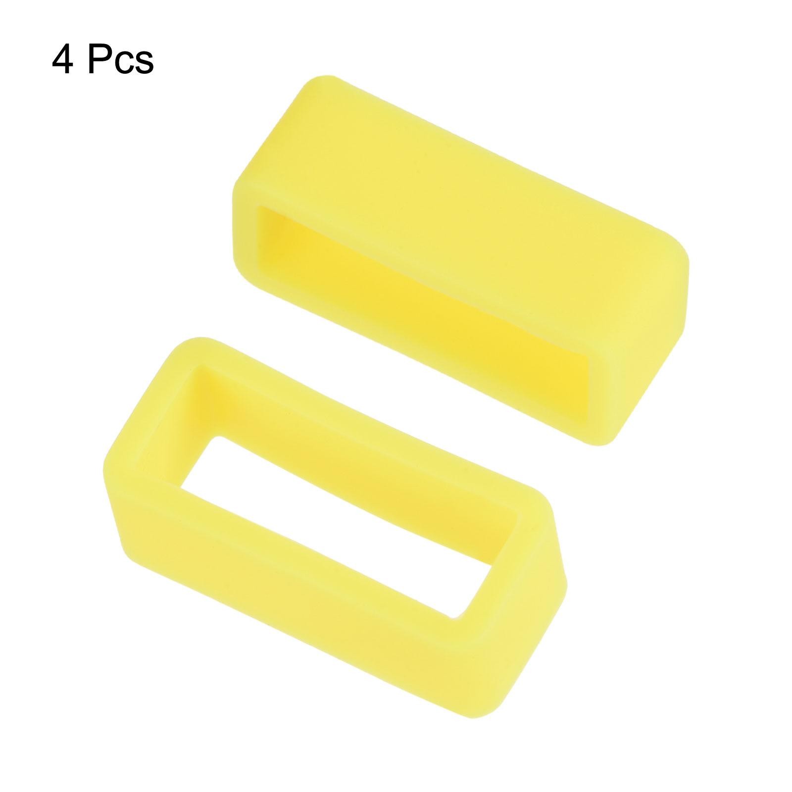 Watch Band Strap Loops Silicone for 19mm Width Watch Band, Yellow 4 Pcs