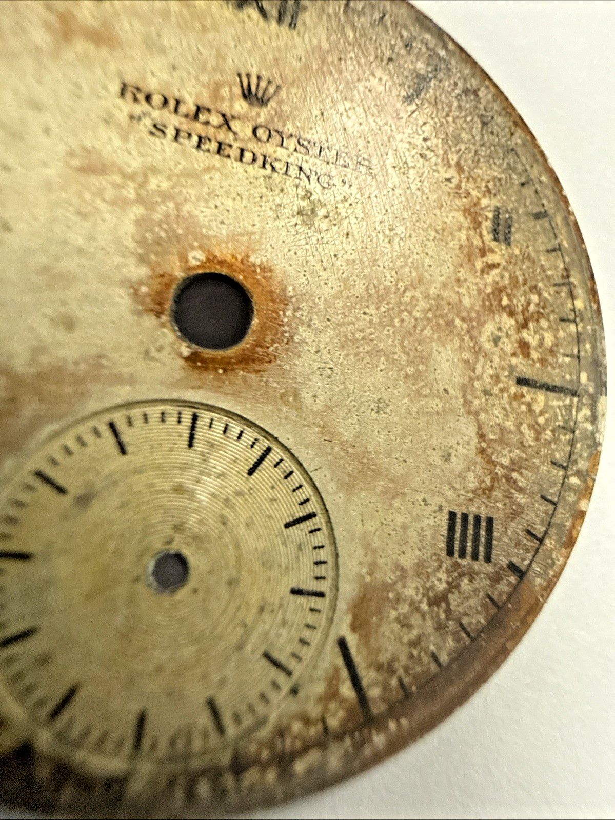Rolex Speedking Vintage Tropical Dial With Unusually Large Sub Seconds Dial