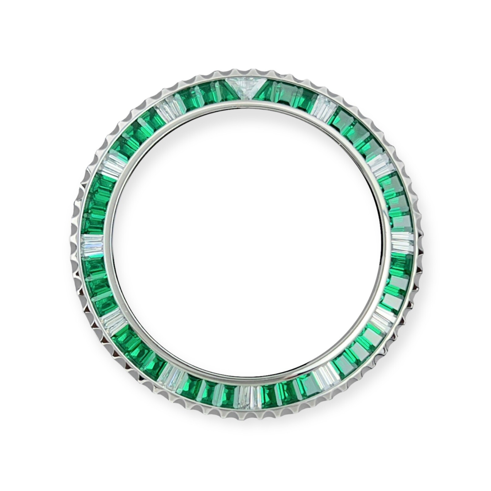 Synthetic Emerald and Diamond Colored Bezel For 40mm Rolex (SILVER)