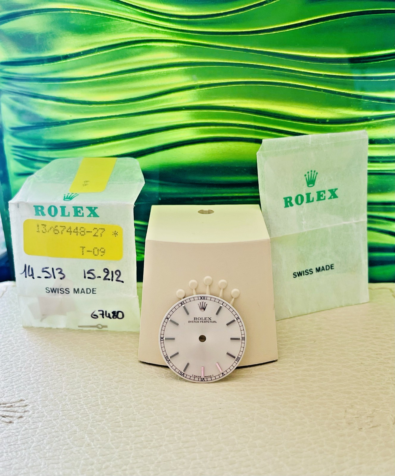 Genuine Rolex Silver Dial Complete With Hands BNIB Black Minute Track OEM 67480