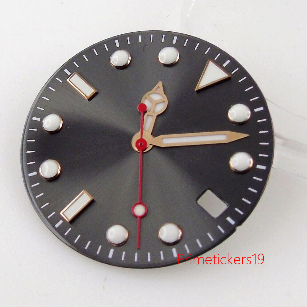 29mm Grey Watch Dial Blue Luminous Rose Gold Edge Fit NH35 NH36 Miyota82 ETA2824