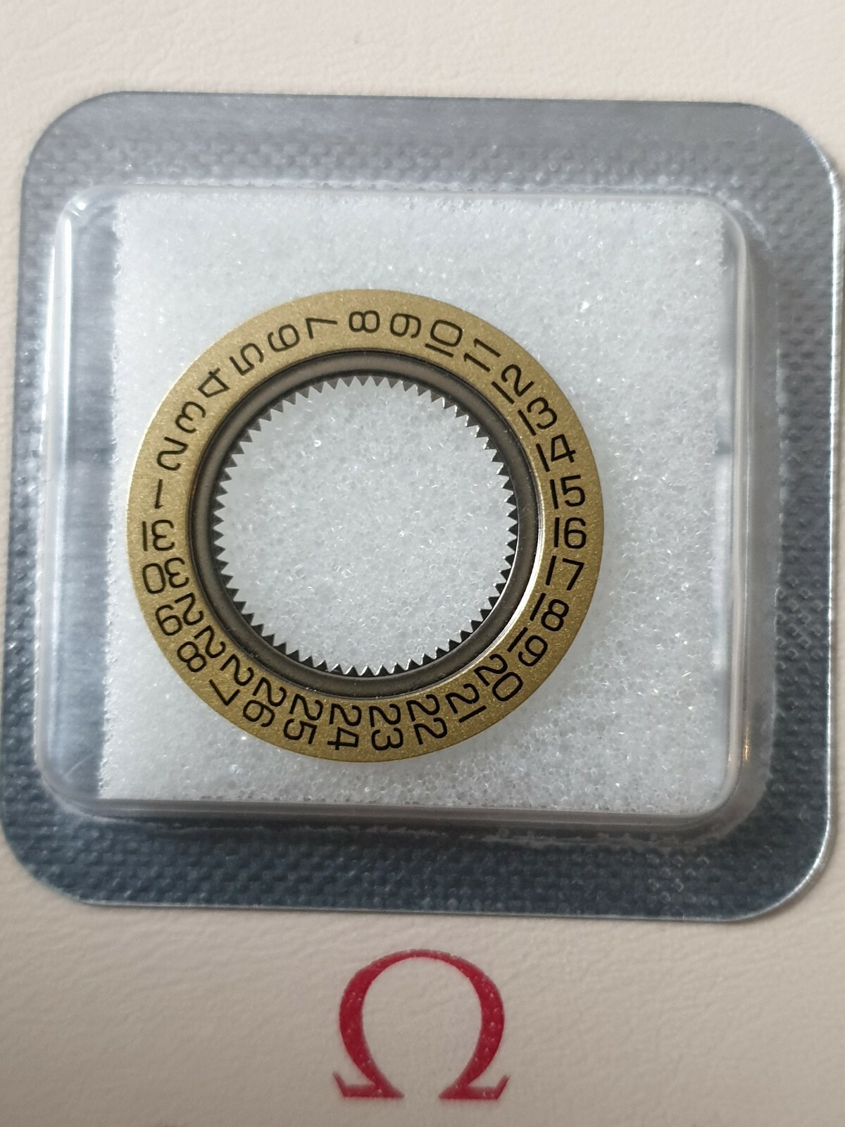 Brand New Omega Calibre 1441 Black on Gold Date Ring – Part No. 1441-2557/1J
