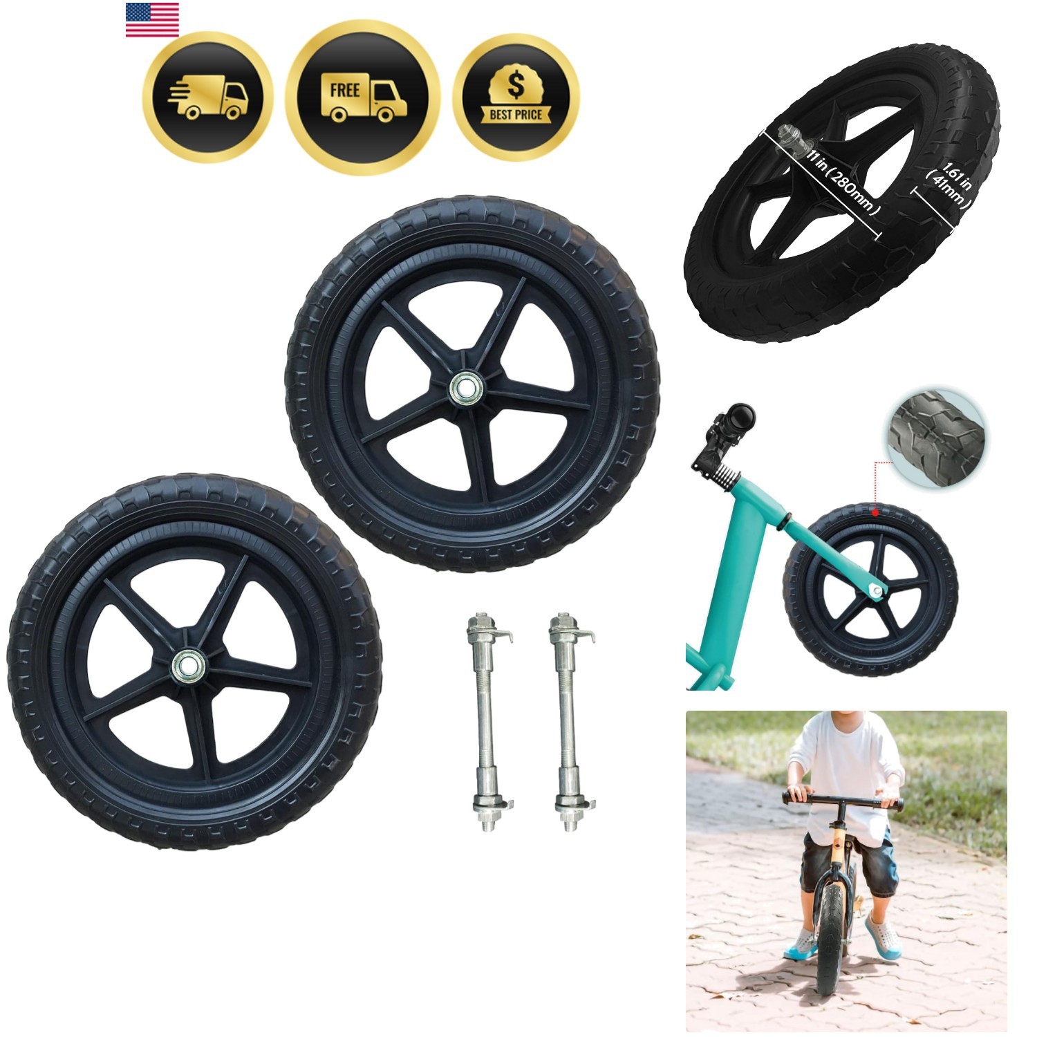 11 inch Balance Bike Replacement Wheel Non Inflatable EVA Foam Balance Bike W…