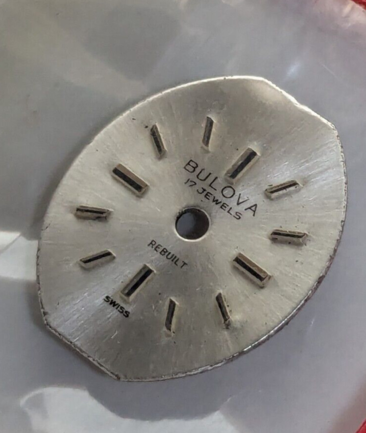 Vintage Sealed Dial for Bulova 5AB Ladies Watch – Silver Tone – Stamped Rebuilt