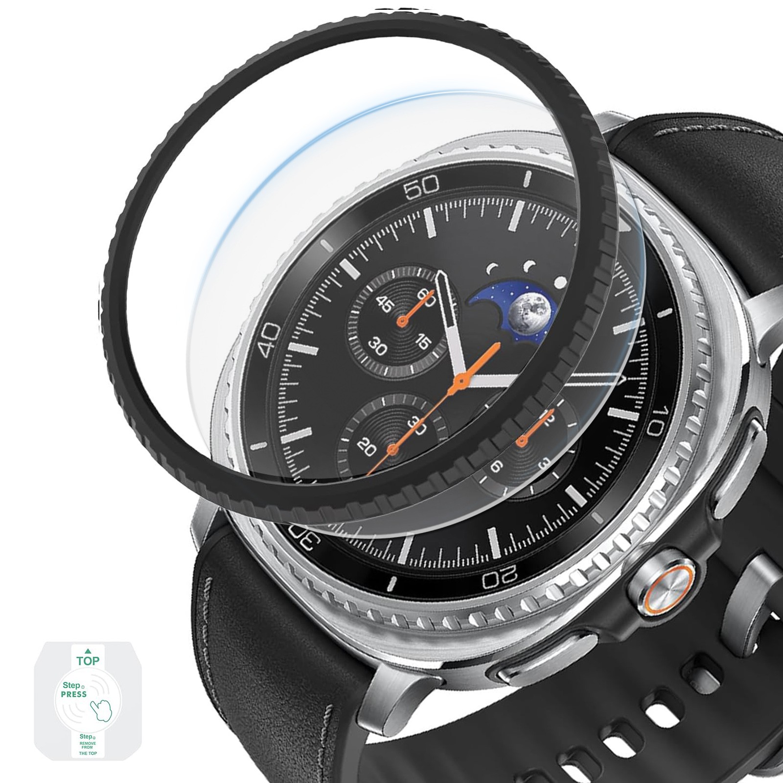 Fr Samsung Galaxy Watch 8 Classic 46mm Metal Ring Adhesive Screen Protector Case