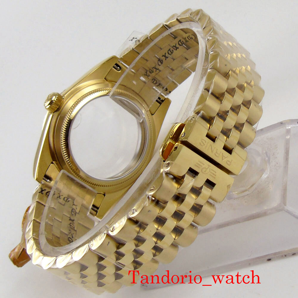 36mm Men Watch Case Gold Coated Fit MIYOTA 8215 ETA 2836 Automatic Movement