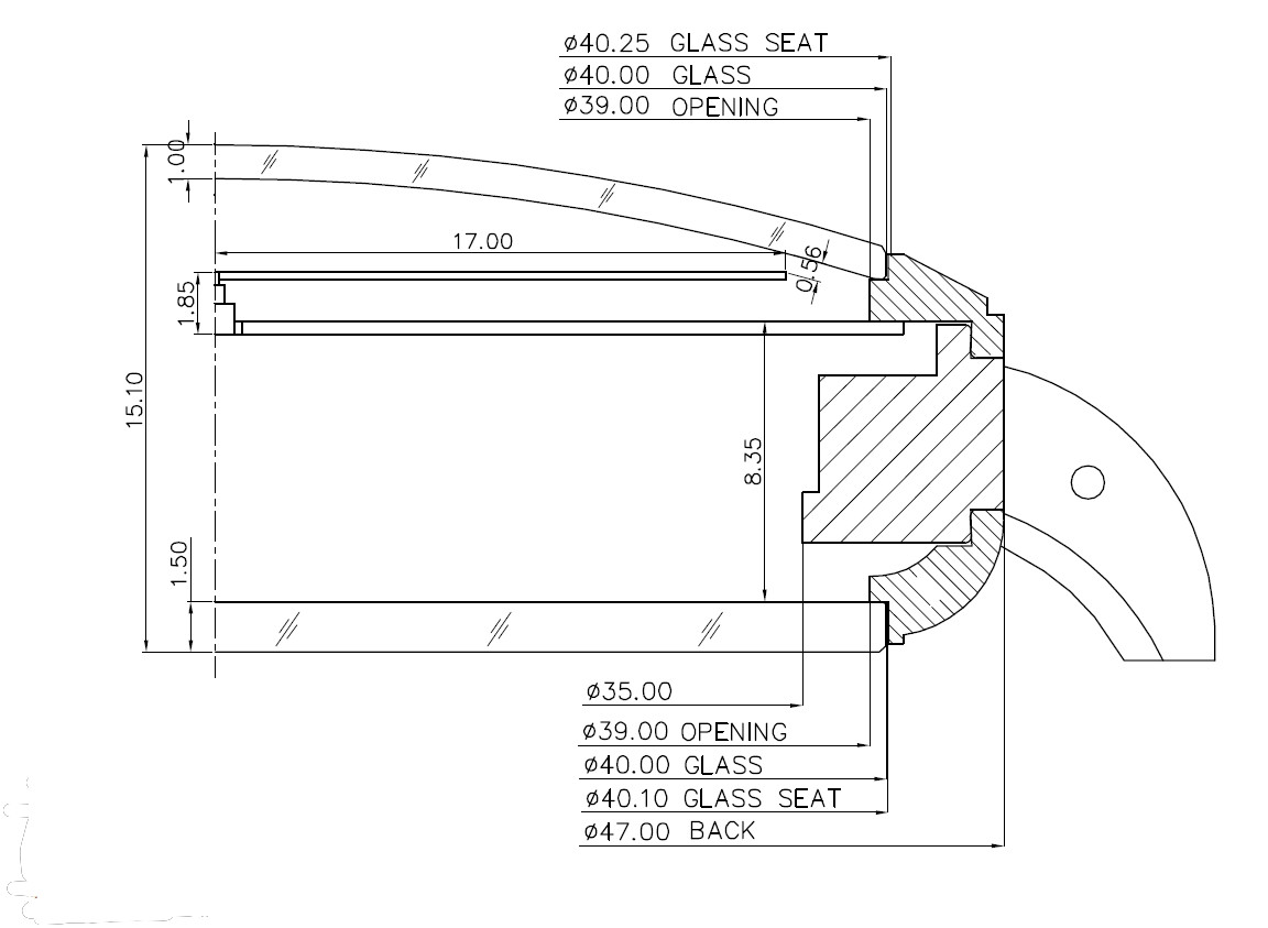 47mm watch case. DIY watch making. Stainless steel. PVD Yellow color.