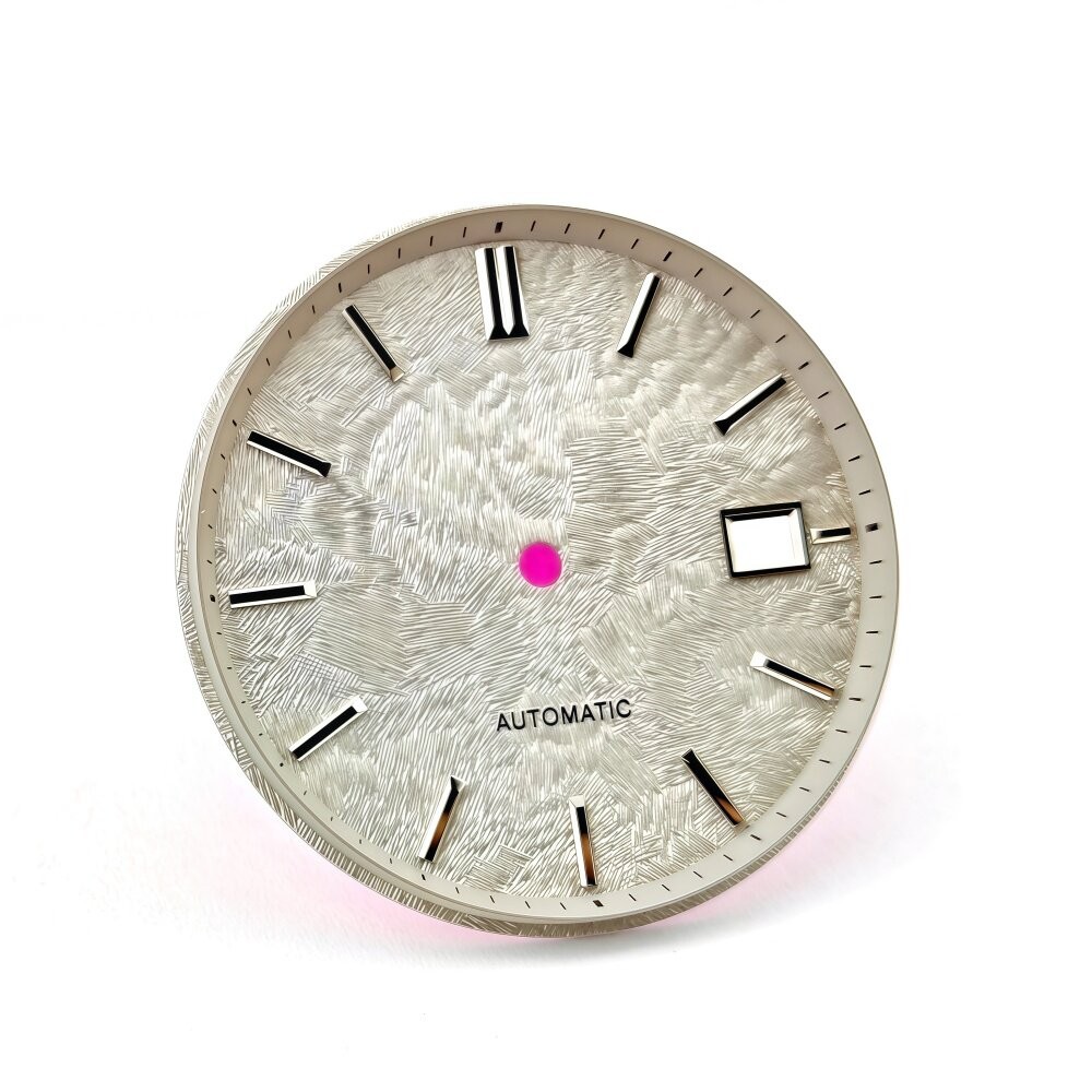 33.5mm No Logo Dial Textured Finish Pink Accent Date Window Fit Mod