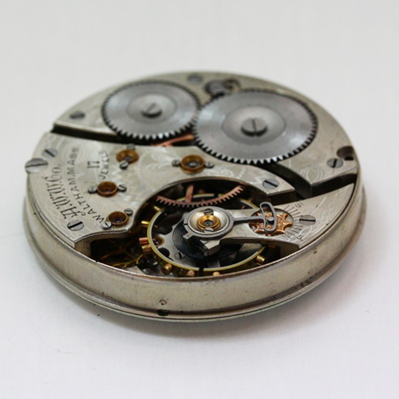 Waltham Grade 625 Model 1908 16 Size Pocket Watch Movement & Enamel Dial ca 1917