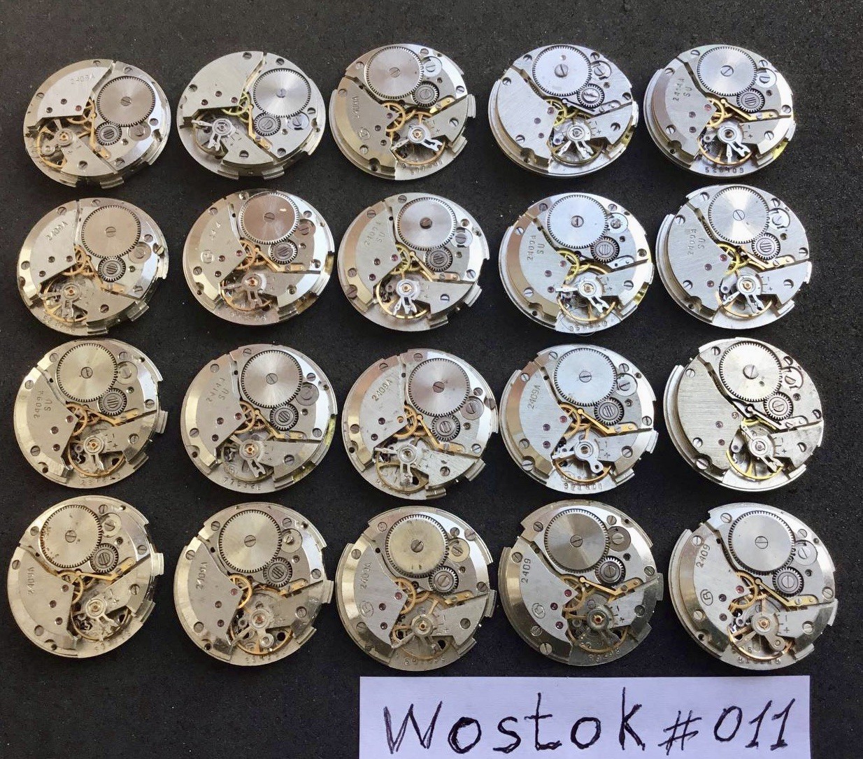 Lot 20 vintage mens watch movements WOSTOK VOSTOK calibre 2409 2414 #011 FREE