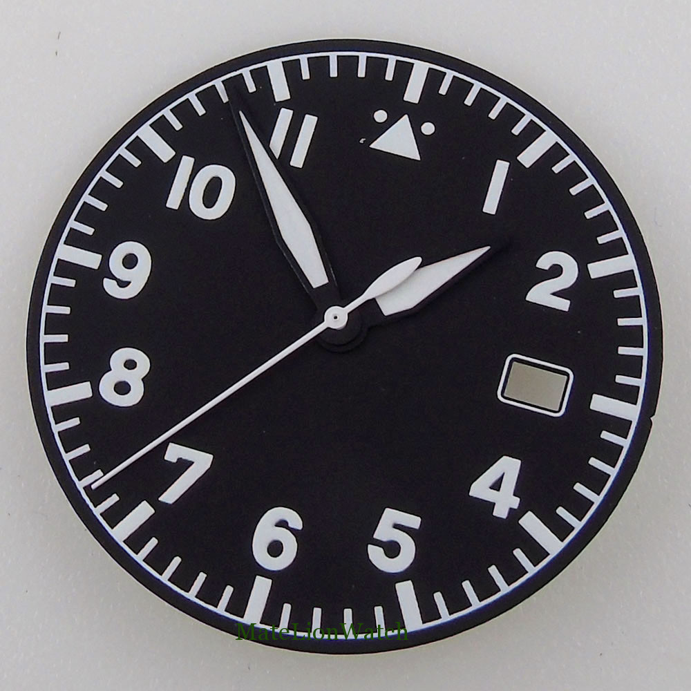 33.6mm Watch Dial+Hands Fit For NH35/NH35A Movement Green Lume Matte/Sunburst