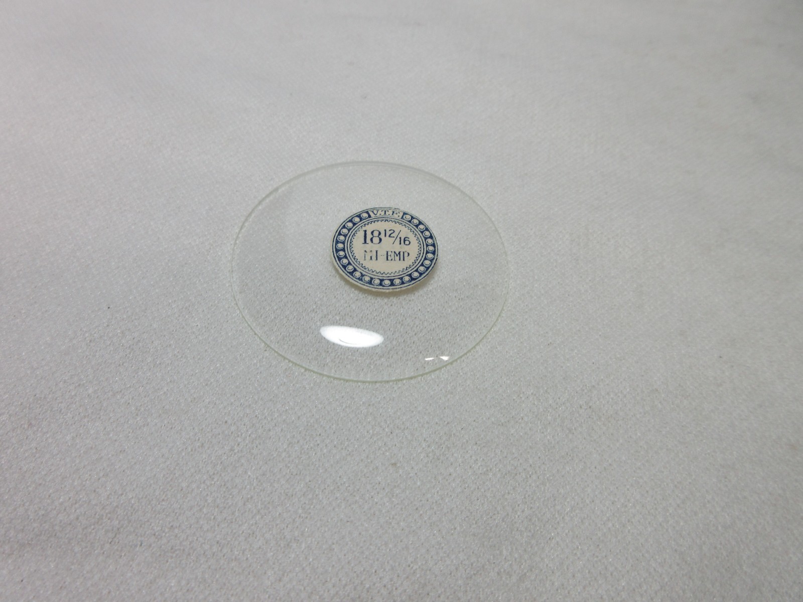 GLASS POCKET WATCH CRYSTAL 18 12/16 MI EMP WATCHMAKER REPLACEMENT PART #M18