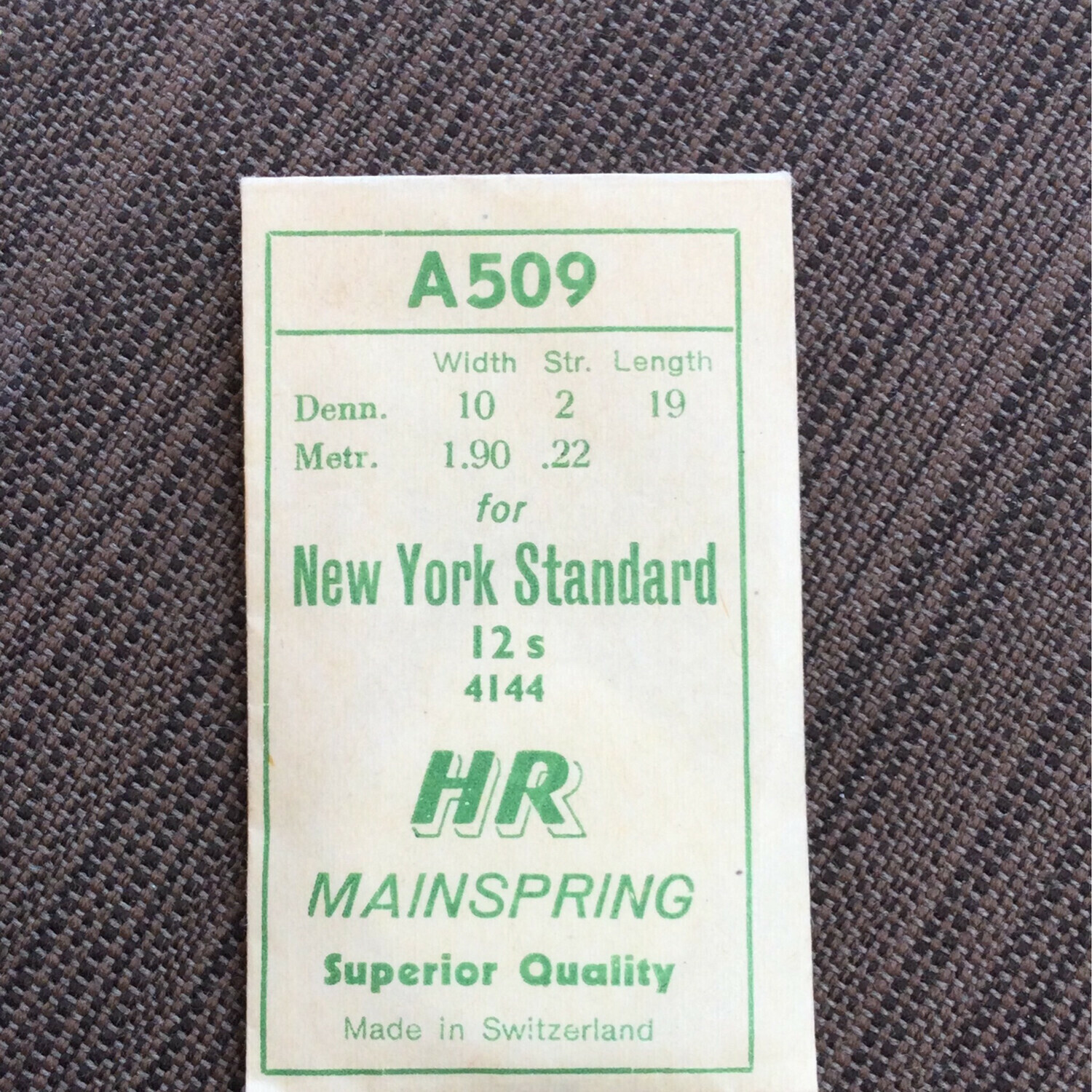 HR Mainspring A509 for 12s NY Standard Factory No. 4144 – Steel