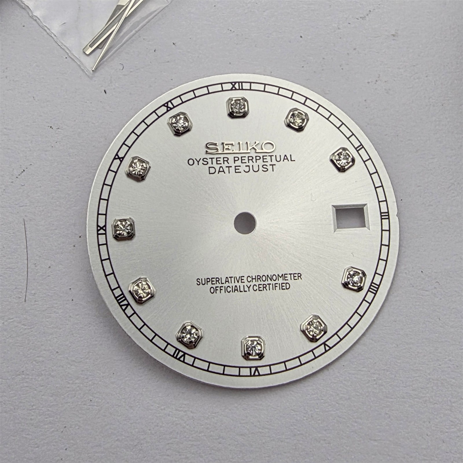 NEW AF SEIKO LEX DATE JUST SILVER DIAL SS KIT BEZEL GLASS STRAP DIAL CROWN CASE