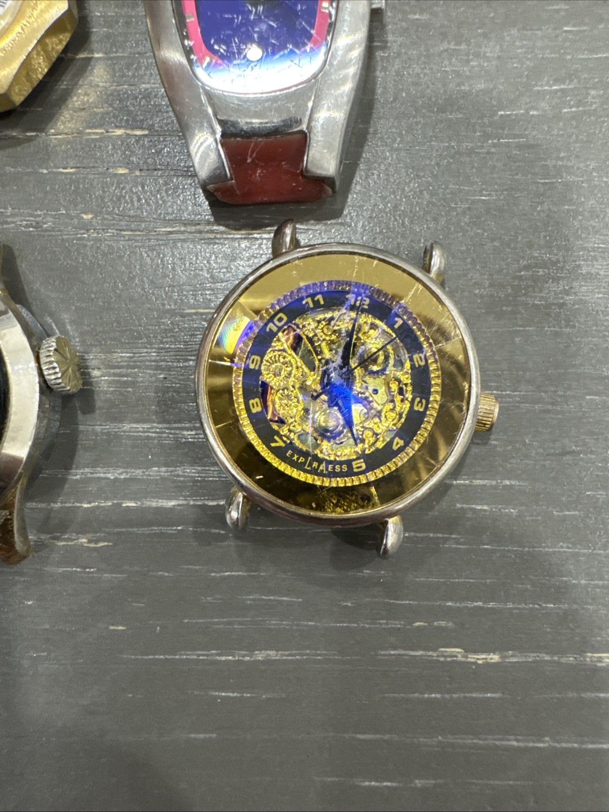 Vintage Lot Of 8 Watches Without Bands For Parts Or Repairs. Unique, Collectible