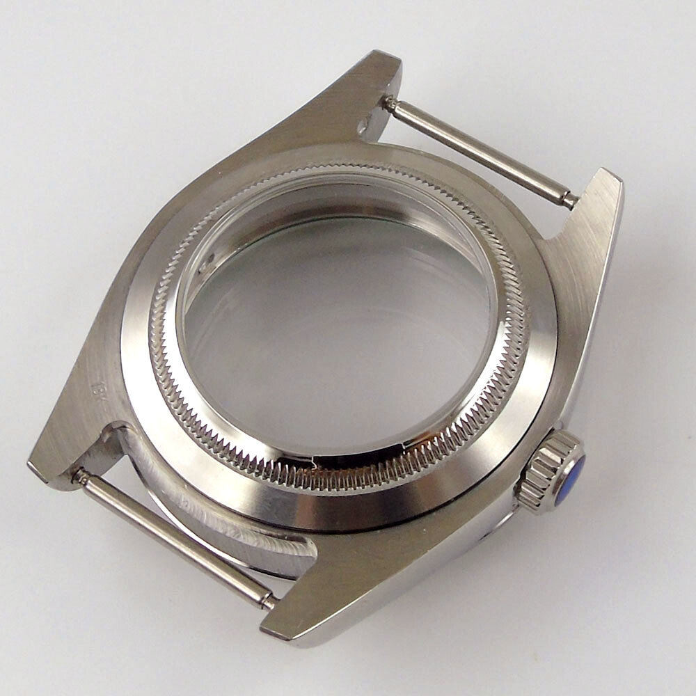 36mm/39mm Fit NH35 NH36 Polish Watch Case Oyster Strap Seeing Back Screw Crown