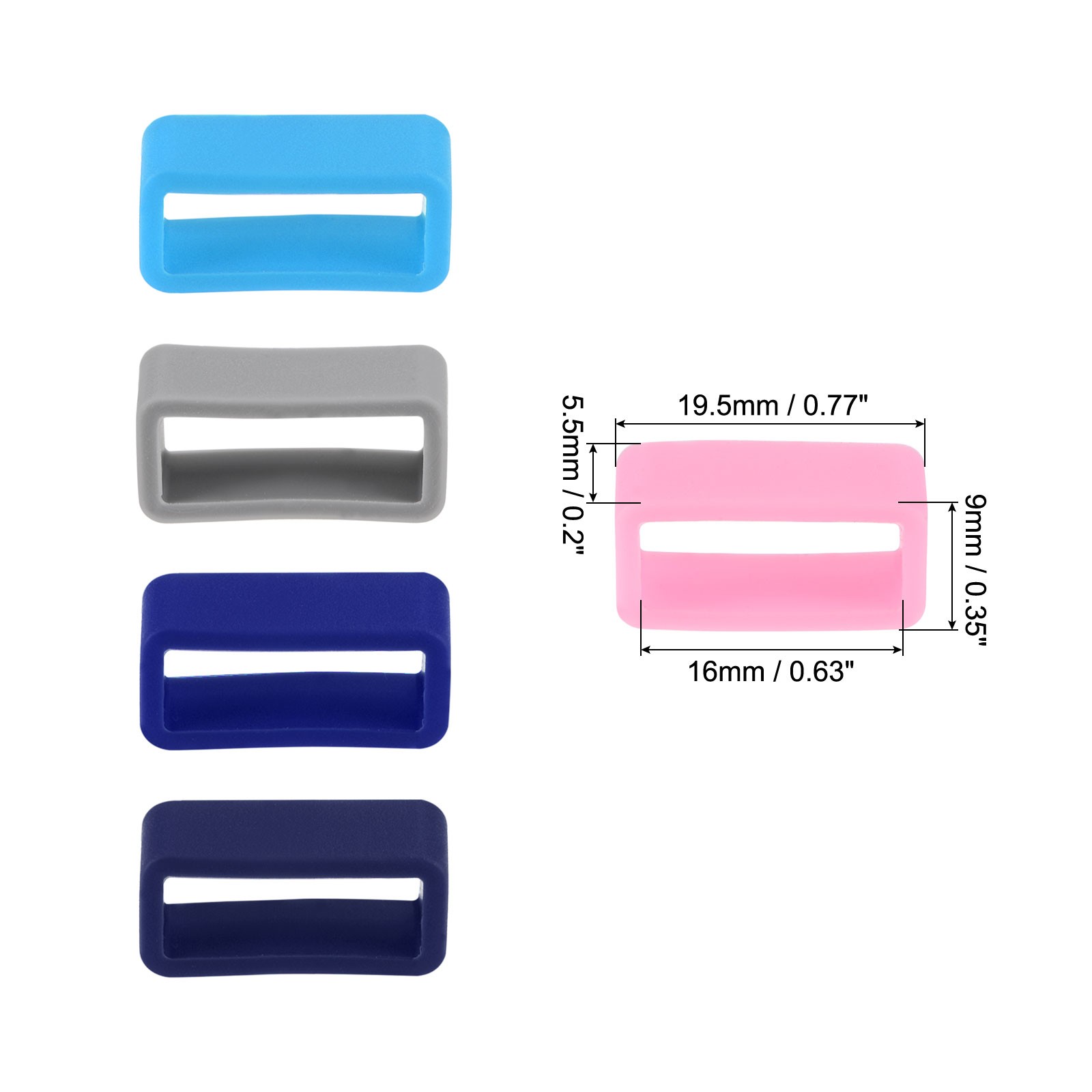 Watch Band Strap, Rubber Watch Keeper for 16mm Width Watch Band 5 Color 20 Pcs