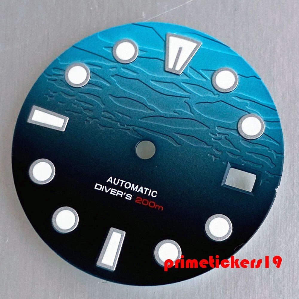 29mm Automatic NH35 Watch Dial+Hands Sky Blue Matte Face Gradient Color Date