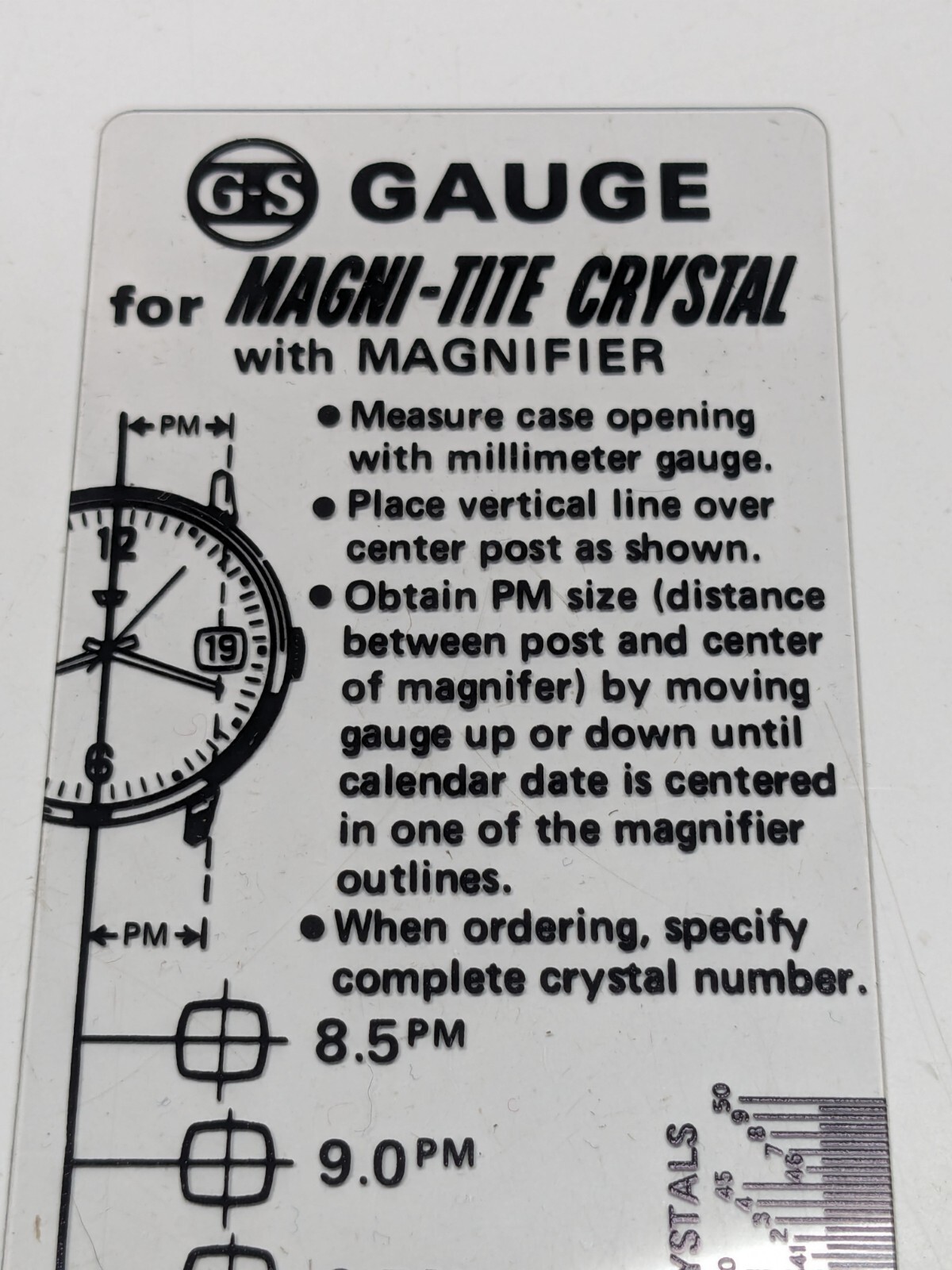 NOS GERMANOW-SIMON WATCH MAKERS GAUGE FOR G-S MAGNI-TITE CRYSTALS with MAGNIFIER