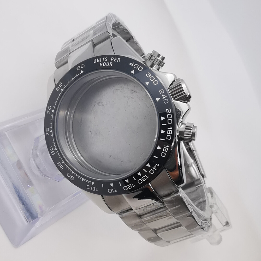 40mm sapphire silver rose gold gold case strap fit VK63 VK64 quartz movement
