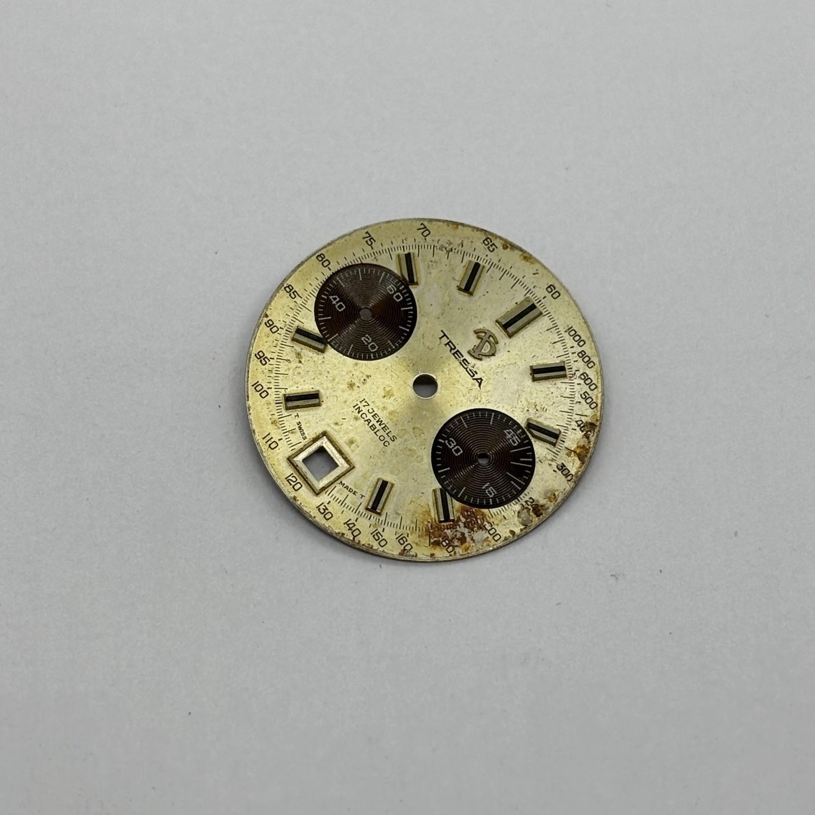 LOT OF 5 VARIOUS BRANDS WATCH DIALS FOR VALJOUX 7733 AND 7734 SOLD AS IS