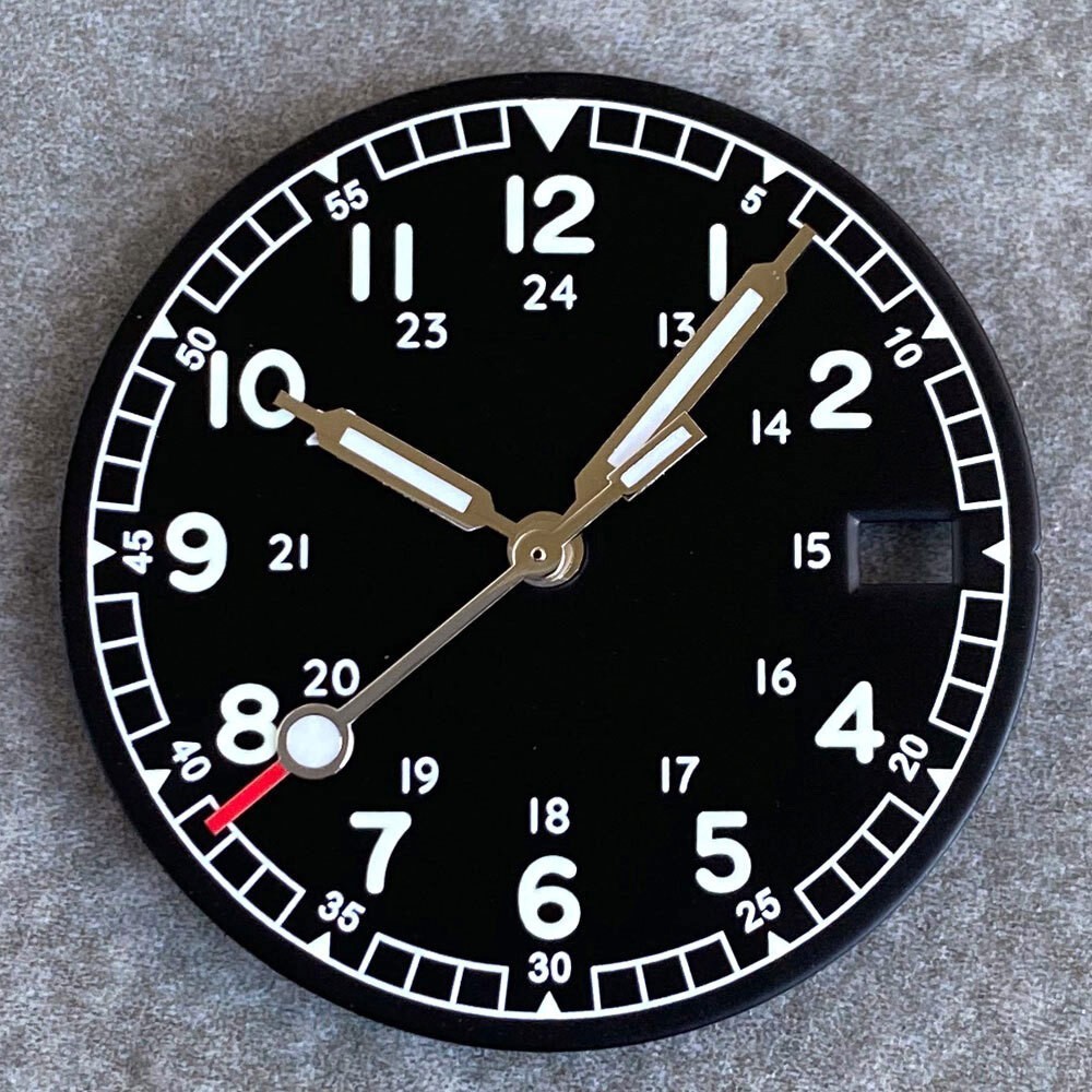 29mm Pilot Style Watch Dial Face and Hands Fit for NH35 NH36 Automatic Movement