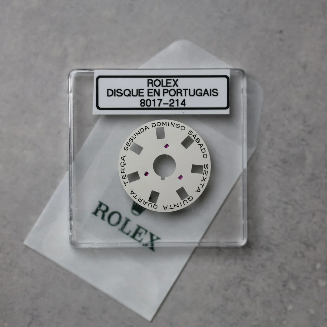 NEW Rolex 1555-8017-214 Day Indicator Disc Date DAY-DATE Portuguese Silver