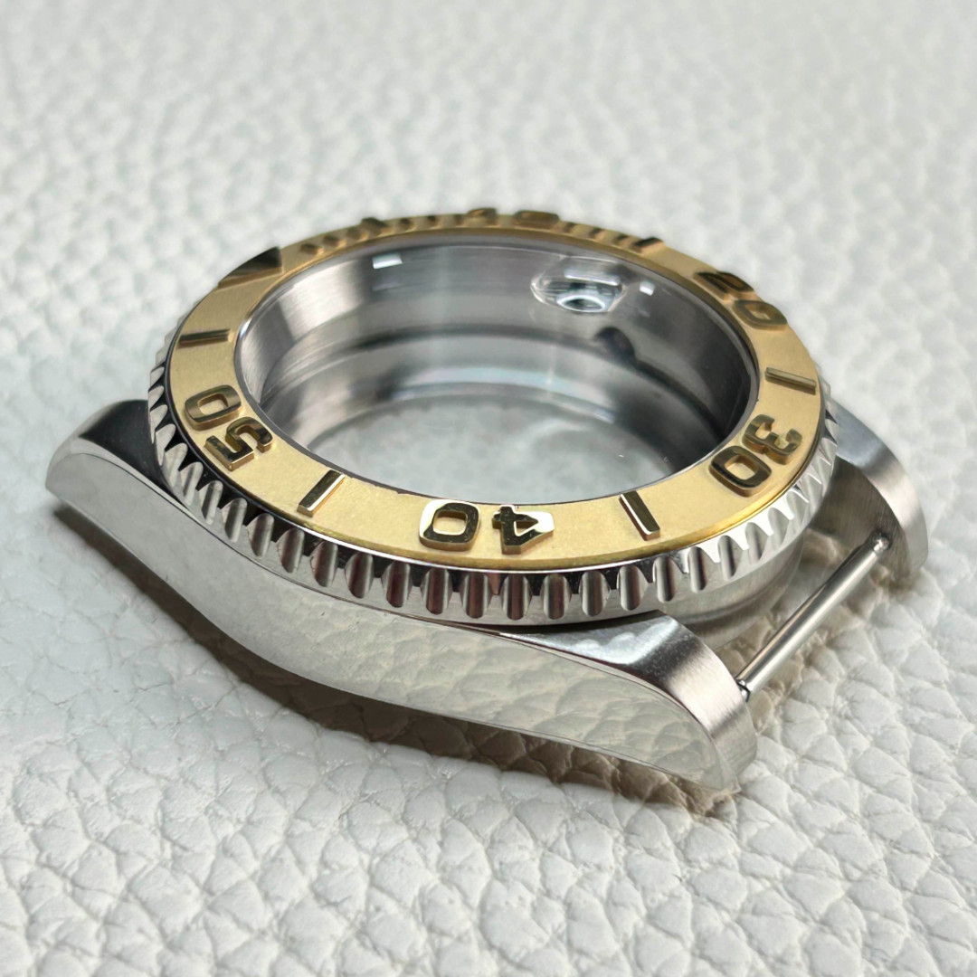 Watch Case 40mm Set Gold Ceramic Bezel For NH34 NH35 NH36 Steel Silver 20ATM Mod
