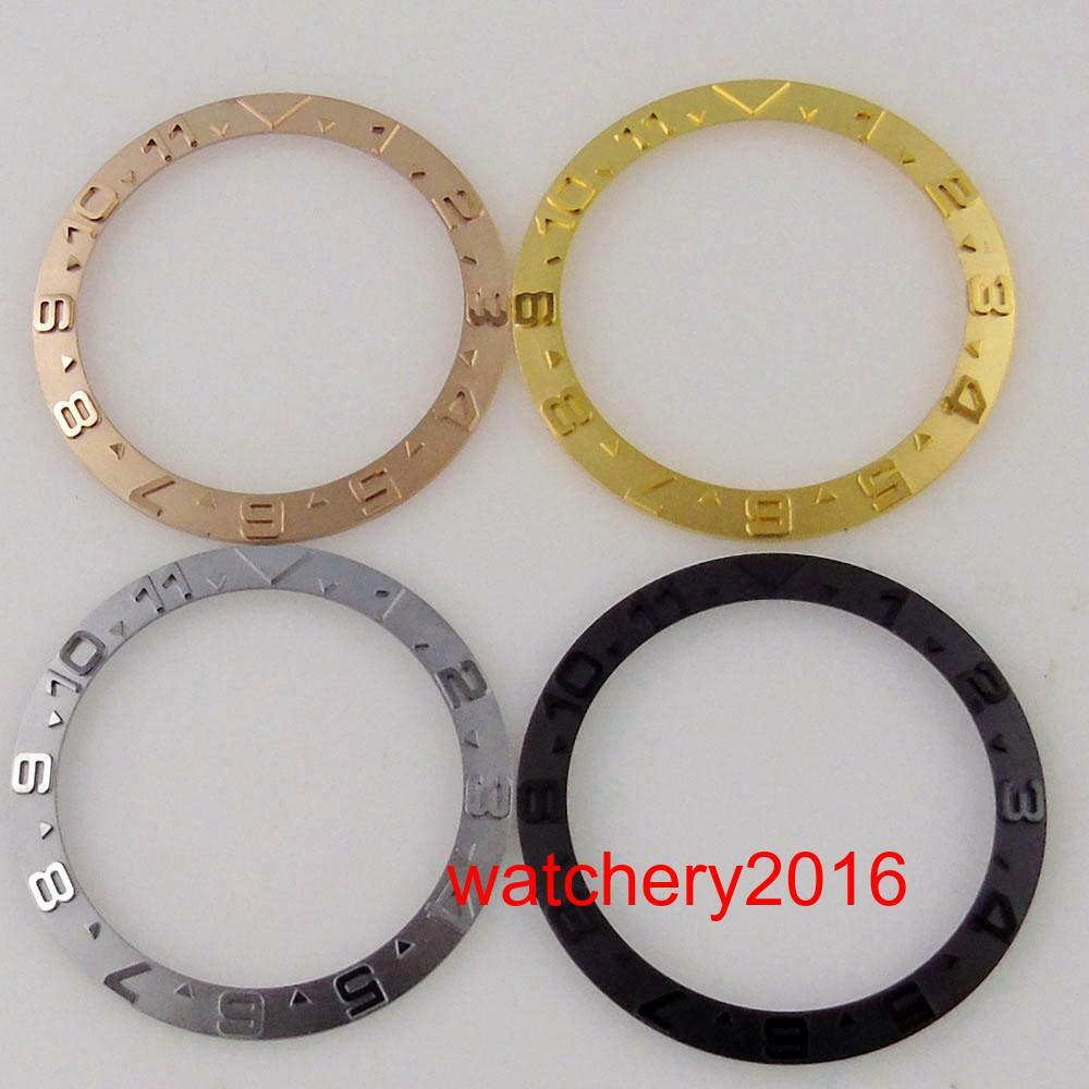 38mm Watch Bezel Insert Silver Black Rose Gold Fit 40mm GMT Automatic mens watch